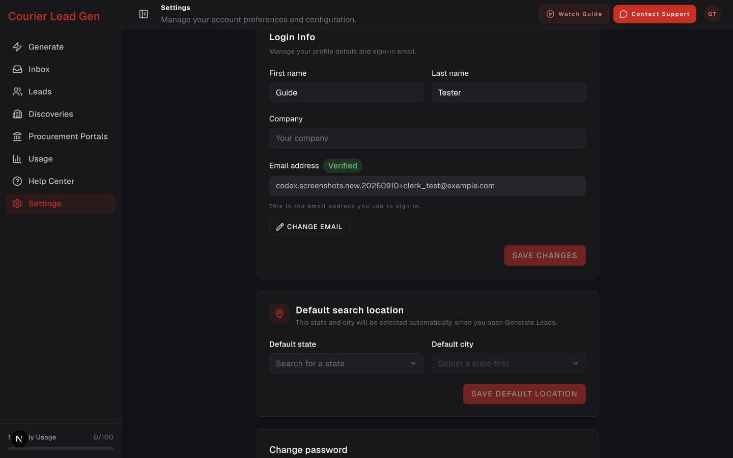 Login Info showing the new verified sign-in email